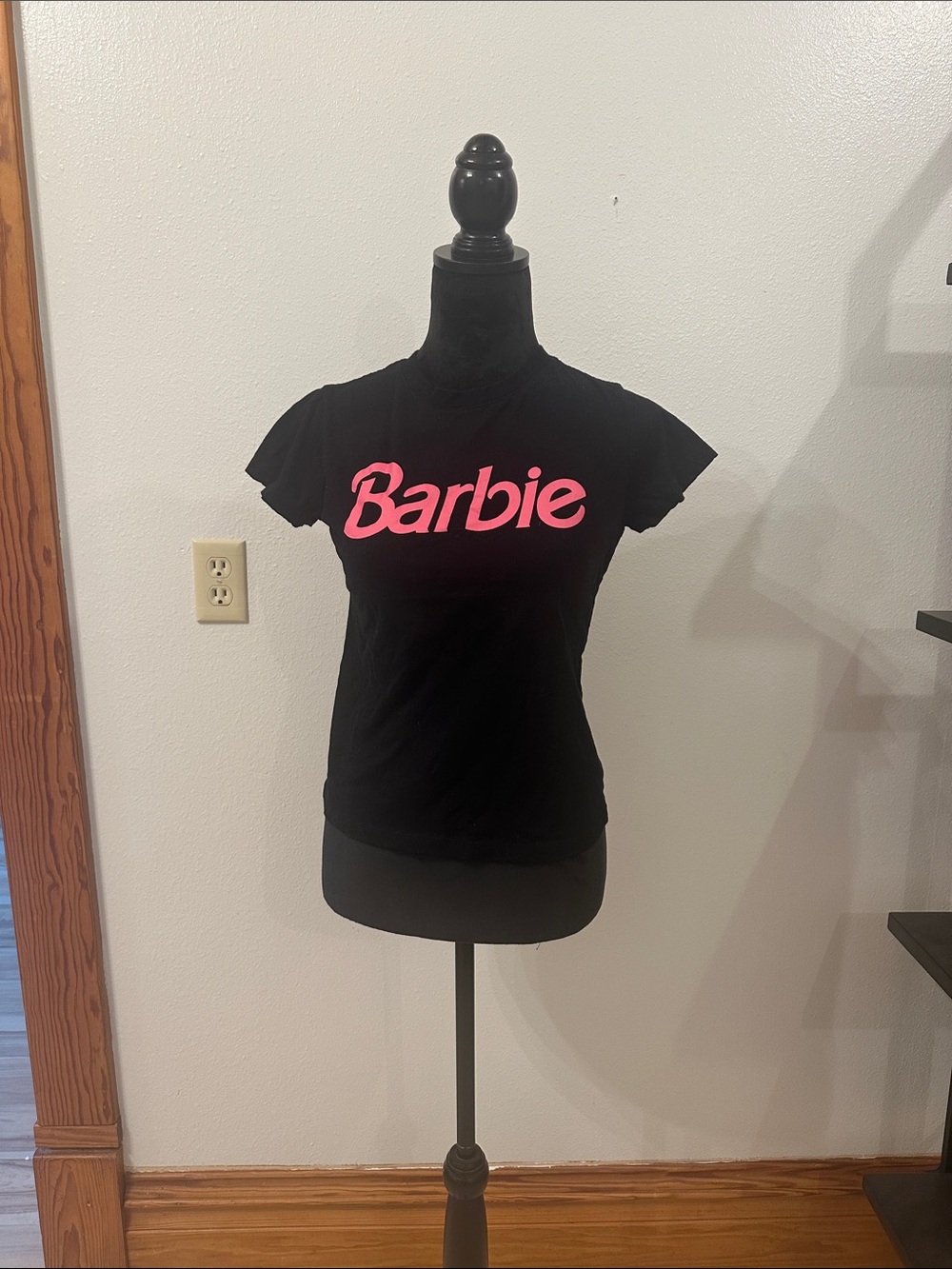 Barbie Black Tee with Pink Logo
